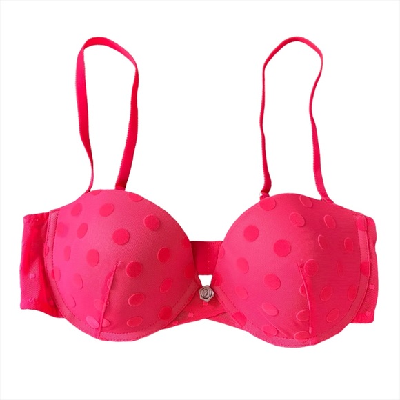 Anthropologie By Eloise Neon Pink Coral Mesh Swiss Dot Converible Strap Bra 34C - Picture 2 of 16